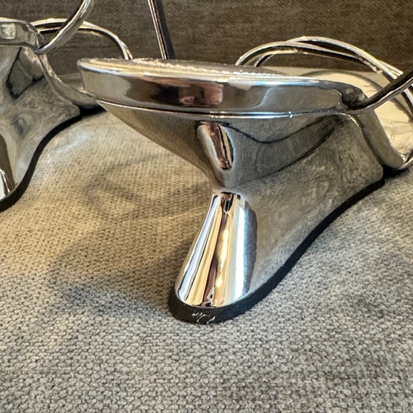 Zara Silver Strappy Wedge Sandals - Picture 7 of 14